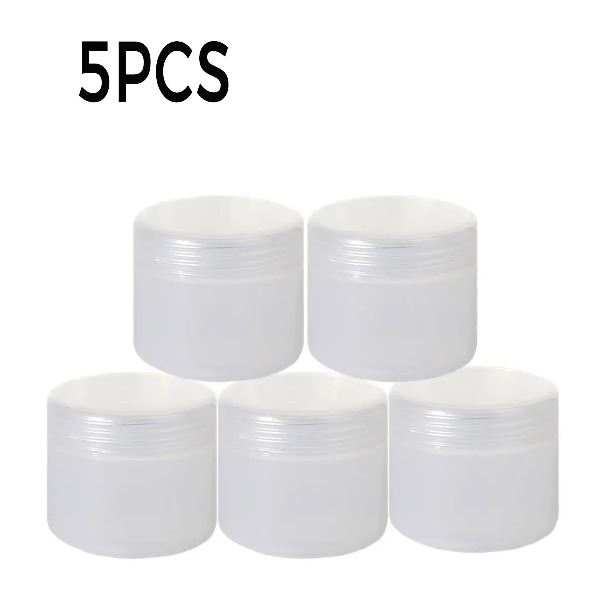 5 Transparent Plastic Jars with Dome Lids, Reusable Cosmetic Containers, PP Material, Leak-Proof, Travel Storage, Unisex, Bathroom Use