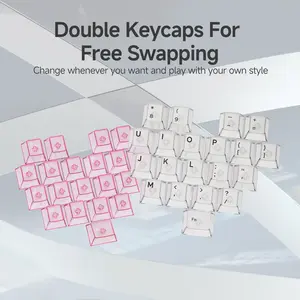 AJAZZ Transparent Heart-Shaped Keycaps, White, Pink, Translucent Keycaps, Keyboard Decorations