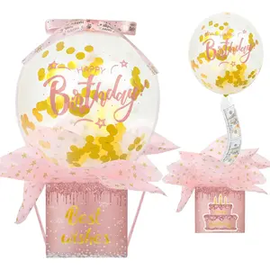 Pull Money Balloon Box Birthday Balloon Money Surprise Box Funny Pull Cash Surprise Kit for Birthday Party Cash Gift Supplies