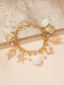 Abs Imitation Pearl Starfish Bracelet Necklace Anklet Shell Hand Chain, Fashion Jewelry Set for Women, Casual Wear Accessories, Fashion Chic Accessories, Shell Accents, Starfish Charm