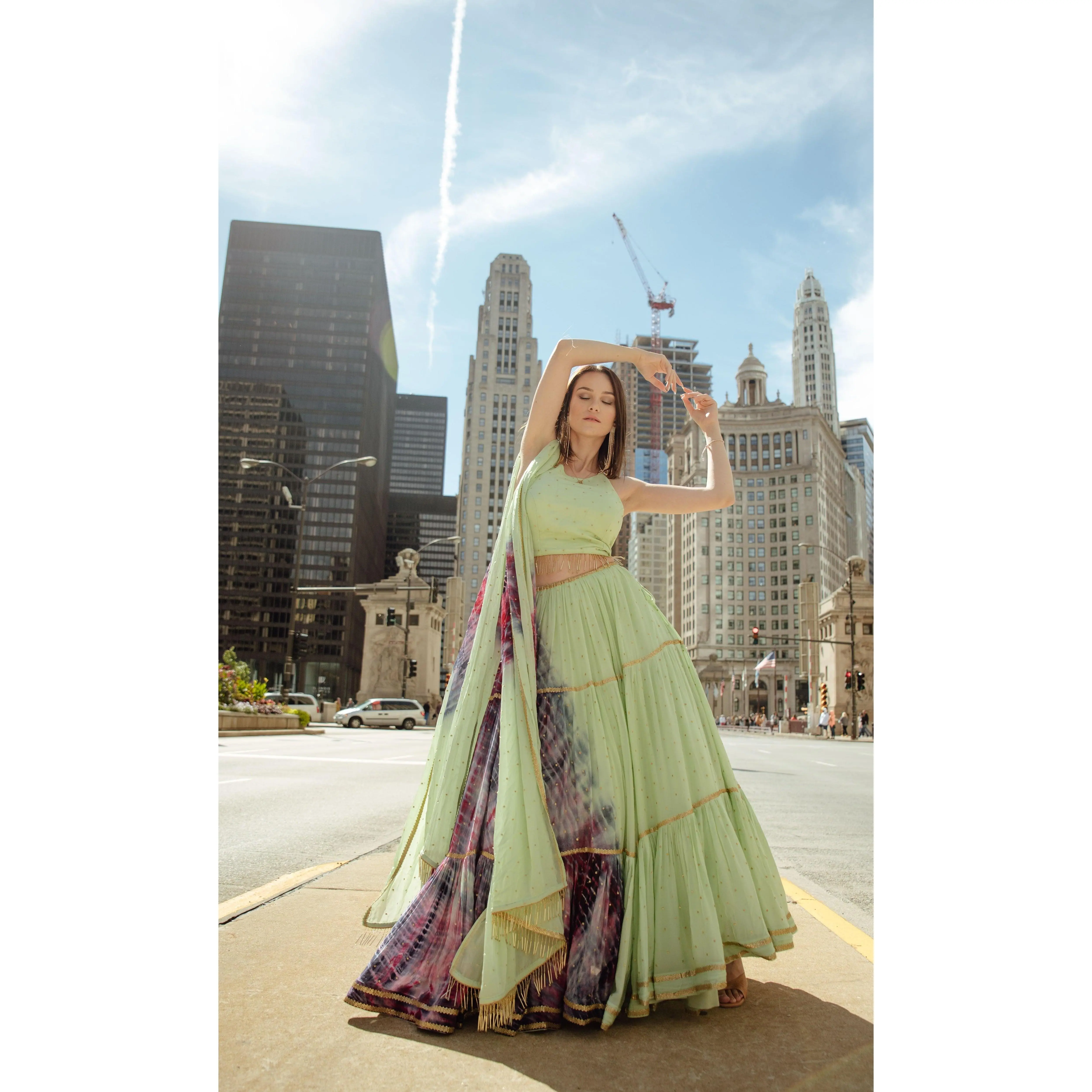 Tie-Dye Lehenga Choli Set
