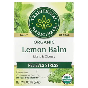 Traditional Medicinals Organic Lemon Balm, Caffeine Free, 16 Wrapped Tea Bags, 0.85 oz (24 g)