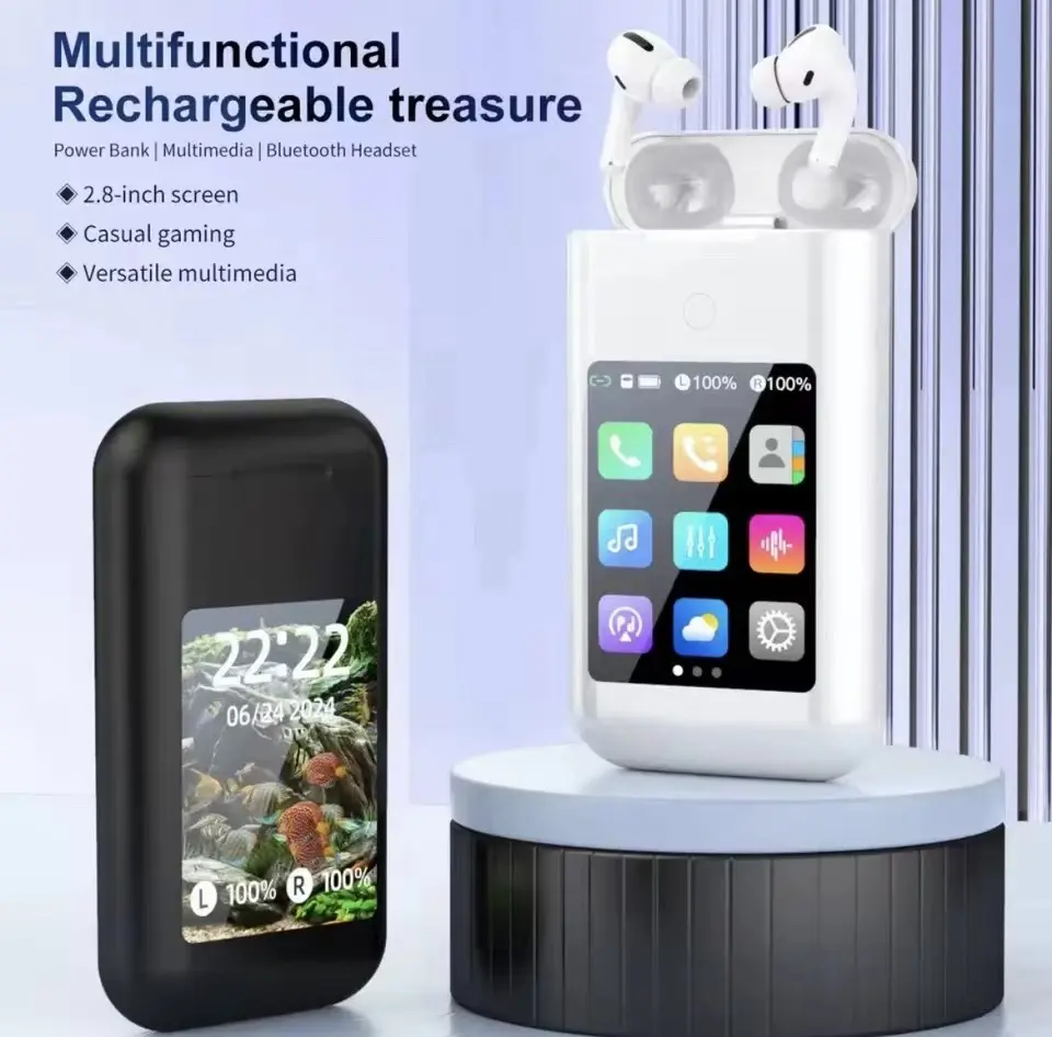 DVKIX 2026 New Wireless BT Lightweight In-Ear Earbuds with 5000mAh Smart Power Bank - Sweat-Water Resistant, Mini Noise Cancelling for Calls & Gaming, Type-C Compatible Mobile & Cell Device Audio Accessory, Father's Day Gift, Light Weight Earbuds