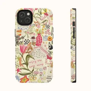 Watercolor Spring Collage Protective Phone Case, Preppy Summer Aesthetics, Cute Trendy Scrapbook Casing, Slim Fit Shockproof Phone Cover, Customized iPhone Accessory Compatible with iPhone 6-16 Pro Max, 17