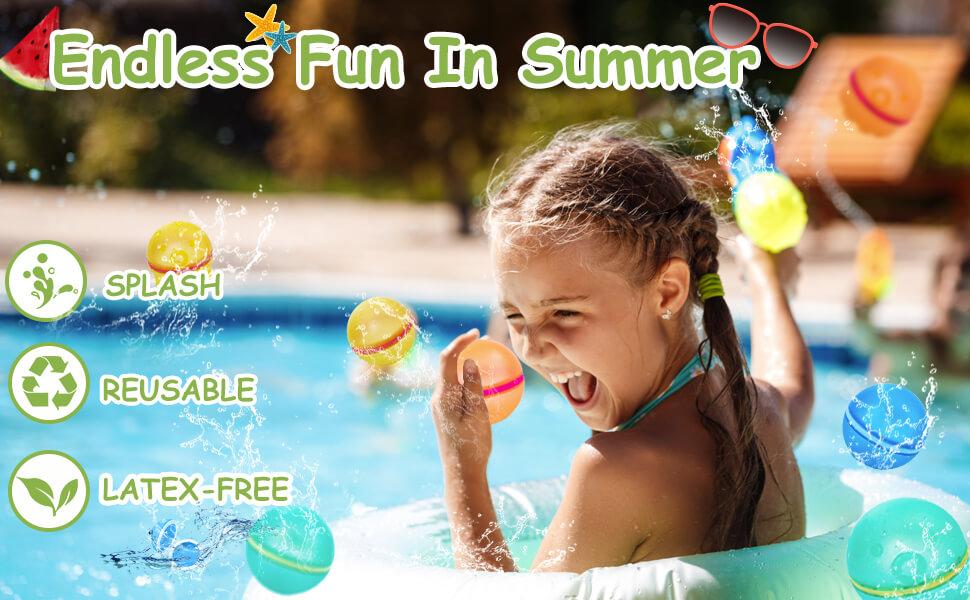 Reusable Magnetic Water Balloons 12 Pack – Silicone Self-Sealing Water Balls, Quick Fill Splash Toys, Leakproof Eco-Friendly Summer Pool Toys for Kids & Adults Outdoor Beach Fun