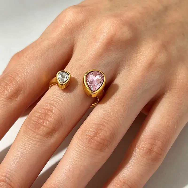Rings Collection - Sparkling Fingertips , Gold Plated Stainless Steel , hypoallergenic rings , Elegant Jewelry for Women.