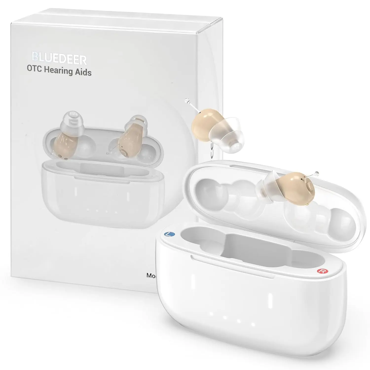 Blue Deer OTC Hearing Aids for Adults & Seniors, Invisible CIC Hearing Aids, Digital Noise Reduction, Adjustable Volume, Long Battery Life, Lightweight Comfortable Fit, Portable Charging Case, Clear Daily Sound
