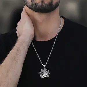 FaithHeart Vintage Medusa Necklace Pendant Stainless Steel