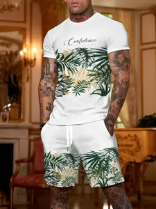 Set of 2 Men's Beach Shorts: Quick-drying, wrinkle-resistant, lightweight, premium palm leaf print—a summer bestseller. Machine washable.