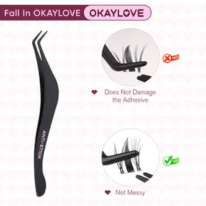 OKAYLOVE ANTI-STICK Tweezer for Self Adhesive Eyelashes No Mess  Lash Applicator  Easy Apply for Lash Clusters