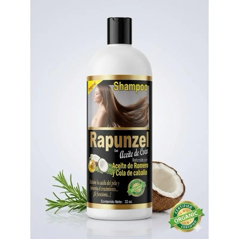 Rapunzel Shampoo with Coconut Oil Reinforced with Rosemary and Horse Tail Oil 100% Mexican
