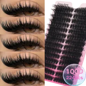 224PCS Lash Clusters D Curl High Capacity Individual Eyelashes 100D Mix Style Segmented Eyelash Book For Different Eye Makeup, Long Lasting Wispy Lash Extensions,Using Eyelashes Books Cute And Chic Curling Fake Lashes For Enlarge Eyes, Curly Lashes