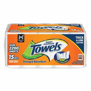 Super Premium Paper Towel 2‑Ply Select & Tear | 15 Mega Rolls | Fast Absorbent