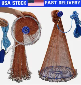 6/8/10/12/16/20FT Fishing Cast Net Bait Easy Throw Hand Cast Nylon Mesh