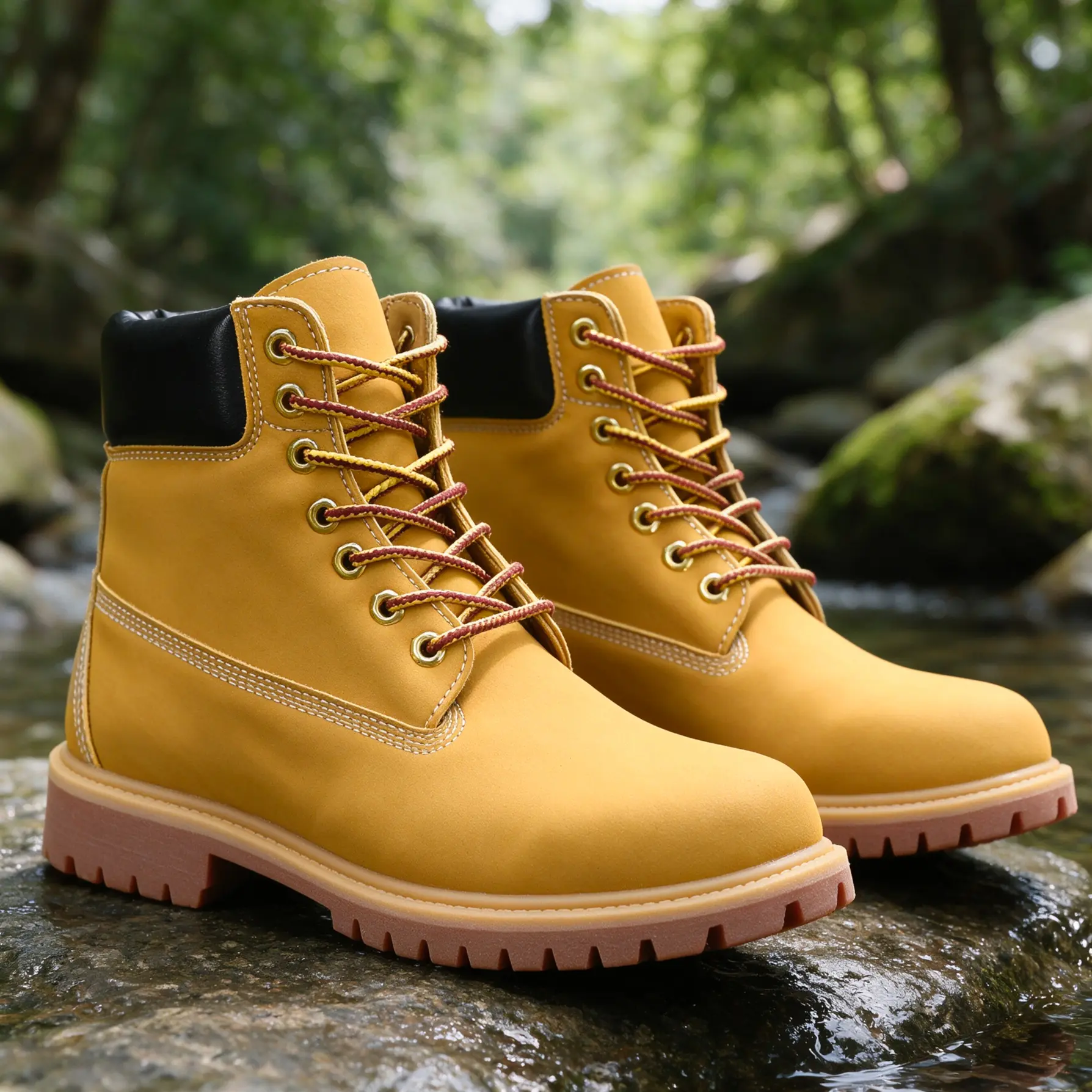 Trendy Wheat Yellow High Top Boots Water Resistant Warm Daily Street Construction Footwear Wide Toe Box & Elevated Thick Platform Sole