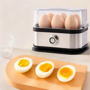 2026 6 Egg Capacity Electric Egg Cooker for Hard Boiled Eggs, Poached Eggs, Scrambled Eggs, or Omelets with Auto Shut Off Feature , with Tray, Measuring Cup, and Lid, Stainless Steel Kitchen Appliances Breakfast