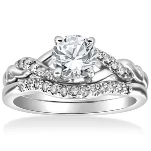 5/8 cttw Diamond Engagement Wedding Ring Set Twist Curve Band 14k White Gold 5/8 cttw Diamond Engagement Wedding Ring Set Twist Curve Band 14k White Gold