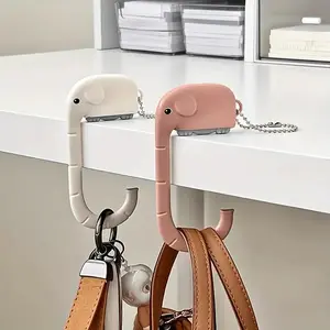 2 Non-Slip Cartoon Elephant Bag Hooks, Chain Desktop Storage Solution, Multi-Functional, Compact and Portable, Ideal for Organizing Supplies