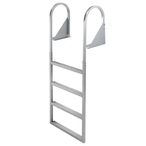 GARVEE Flip Up Dock Ladder 4 Steps + Anti-Corrosion 6063 Aluminum + Upgraded Widen Nonslip Pedals + 500lbs Capacity + Adjustable Height + Suitable for Lake/Pool/Boarding/RV