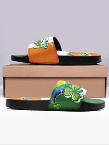 Women's Clover   Print Slides, Casual Soft Comfortable Home Slippers, All-match Slide Slippers for Indoor & Outdoor Wear, Walking Shoes