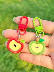 2/20pcs Cute Apple Keychain Set - Red & Green Acrylic Pendants with Playful Face Design, Perfect for Backpacks, Bags, and Accessories, Trendy Cute Keychain, Cute Keychain Accessories, Handmade Keychain, Keychain Kawaii, Keychains Cute