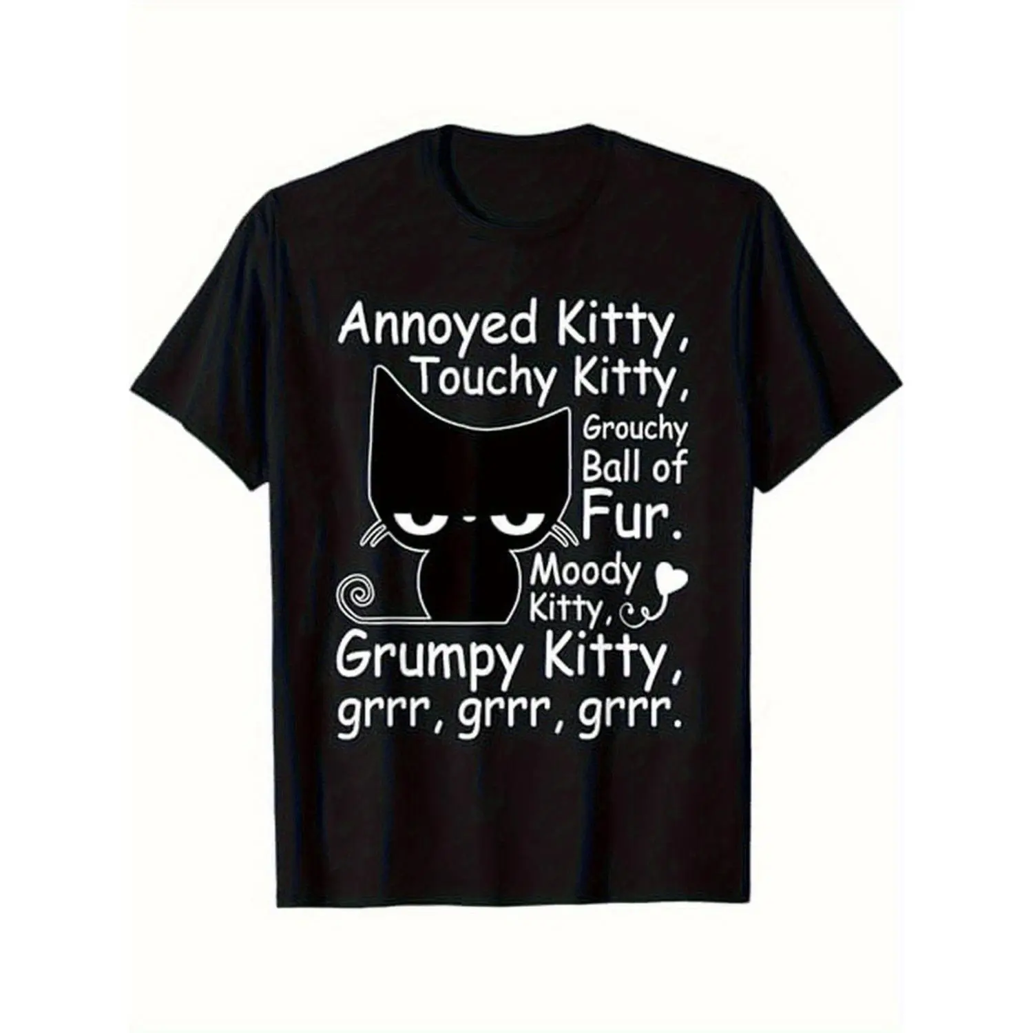 Men's Cat Cartoon Graphic T-shirt - Casual Short Sleeve Round Neck Menswear Tee, Comfortable Breathable Fabric for Everyday Wear, Basic Versatile All-Season Top