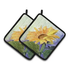 212 MAIN Colorful Insulated Heat Resistant Sunflower Pot Holders, 7.5x3x7.5 in., Thick Fabric, Pair of Kitchen Pot Holders