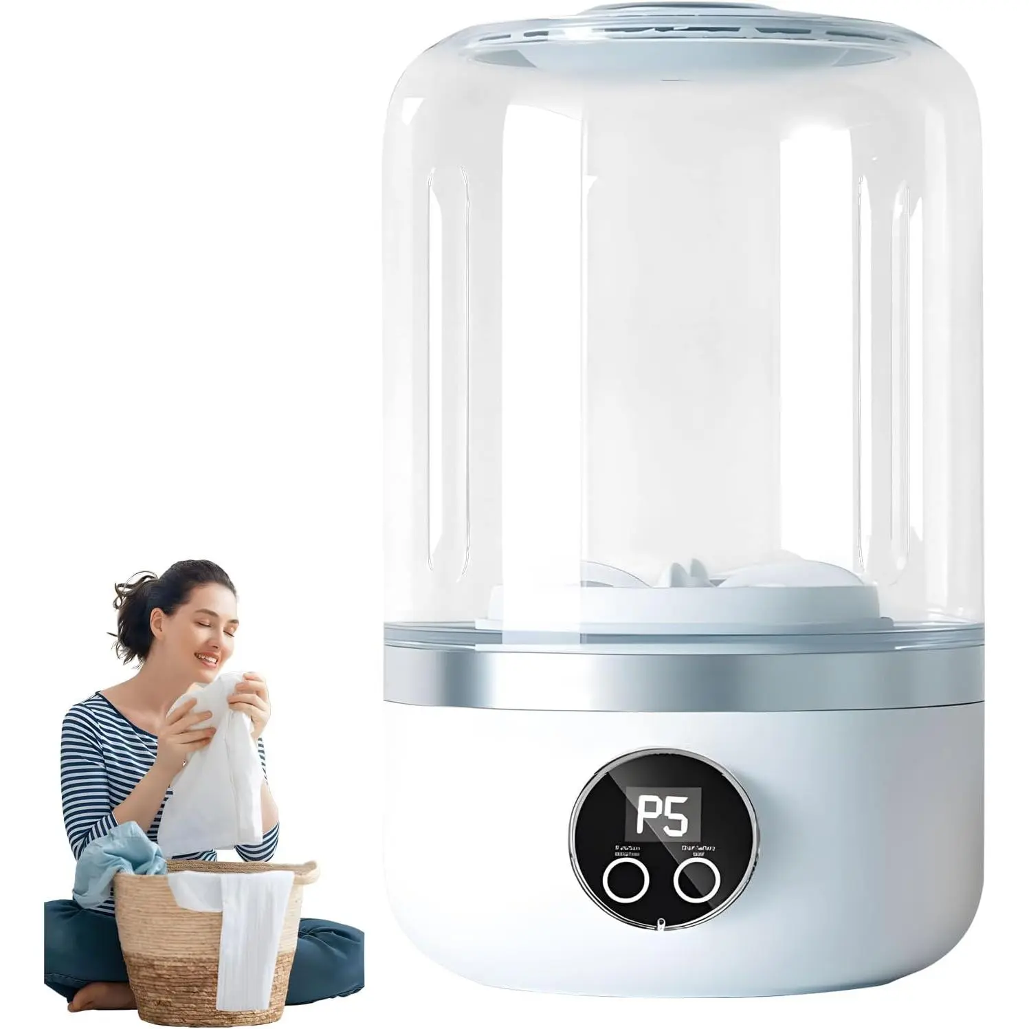 Cordless Portable Rechargeable Mini Lightweight Ultrasonic Washing Machine - 10x15 in, 1-Button Operation, Quick Wash, Powerful Deep Cleaning, Travel-Friendly for Travelers, Camping, Apartments, Underwear/Baby Clothes/Socks, Small Size Clothes