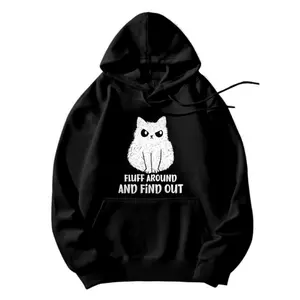 Women’s  hoodie sweatshirt with playful geometric cat design perfect for casual style