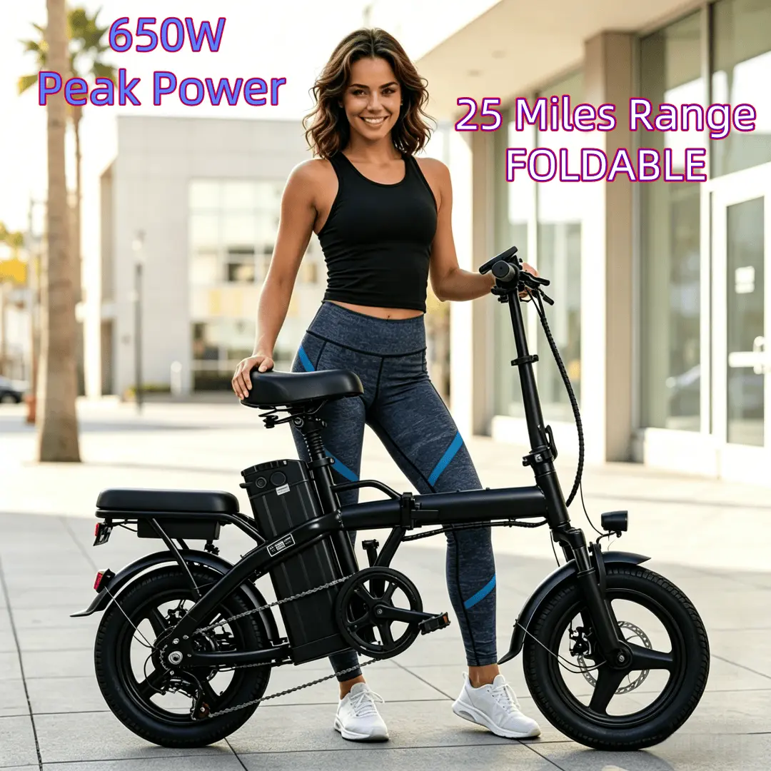 S6 Folding ebikes for Adults and Teenagers-650W Peak Motor, 48V 15Ah Battery, 22 mph Speed, 25 km Range, 8-Level Shock Absorption, Includes Wheels, Pedals, Charger, Dual Foldable Seat, Ebike for Adults