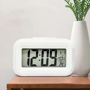 Compact 2026 Mini Smart Alarm Clock - Silent Desktop Bedside Electronic Clock with LED Display, Snooze Function, Temperature Monitor, Alarms for Waking Up, Kids' Home Decor analogue