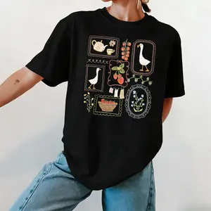 【100% cotton】 Cottagecore Shirt, Goose Shirt, Gardening Shirt, Summer Spring Shirt, Gift for Her