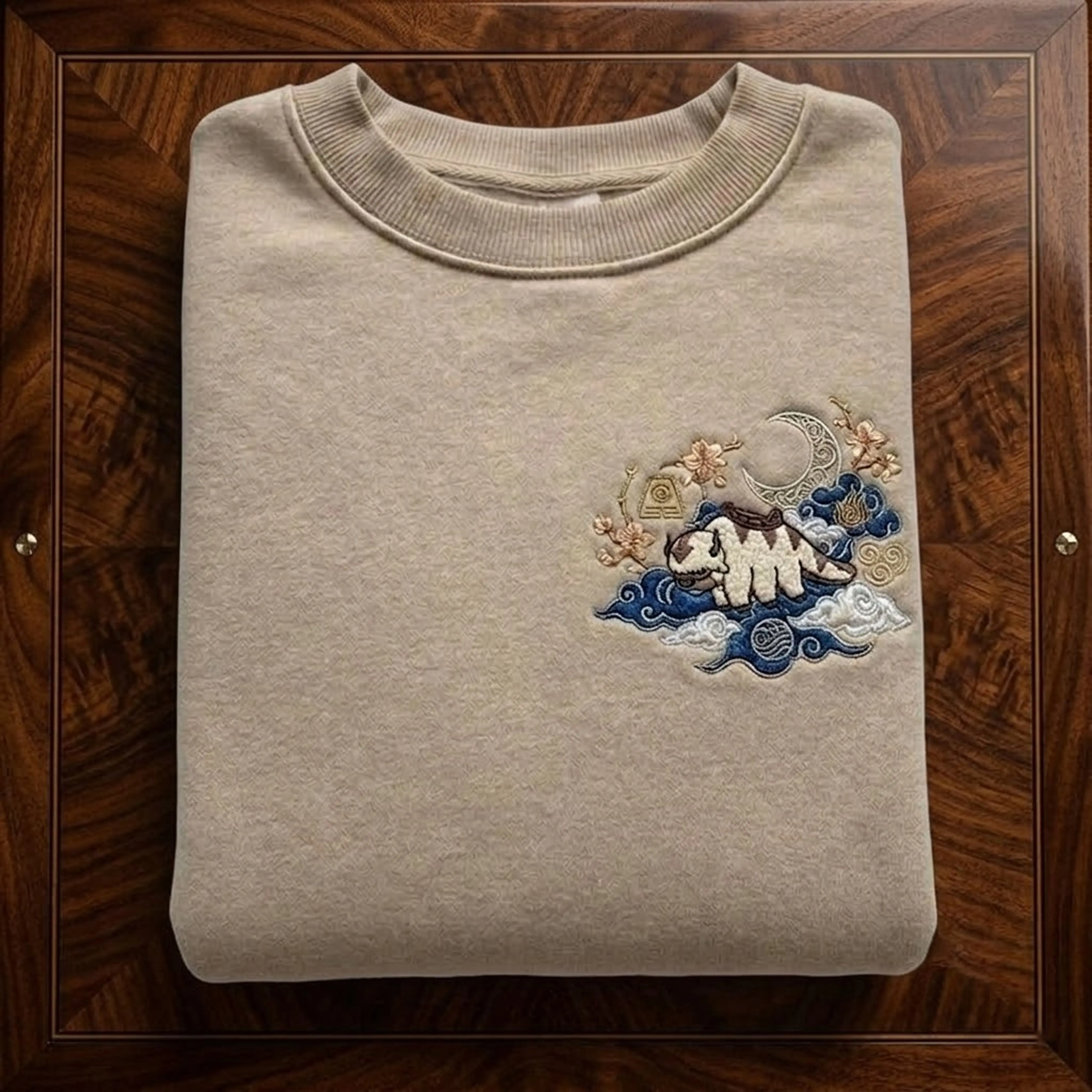 Appa Flying Bison Sweatshirt – Minimal Embroidery Hoodie, Movie Aesthetic Apparel