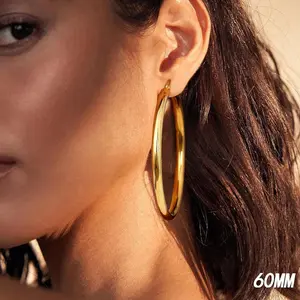 BESTEEL 14K Chunky Gold Plated Hoop Earrings for Women With 925 Sterling Silver Post Hollow Tube Hoops Earrings 4mm Thick Gold Hoop Earrings Hypoallergenic Lightweight Gold Large Hoop Earrings 25/30/40/50/60/70MM