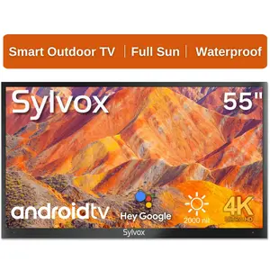 Sylvox 55" Outdoor TV Full Sun 2000 Nits 4K UHD IP55 Waterproof Android Outdoor Smart TV (Pool Pro Series)