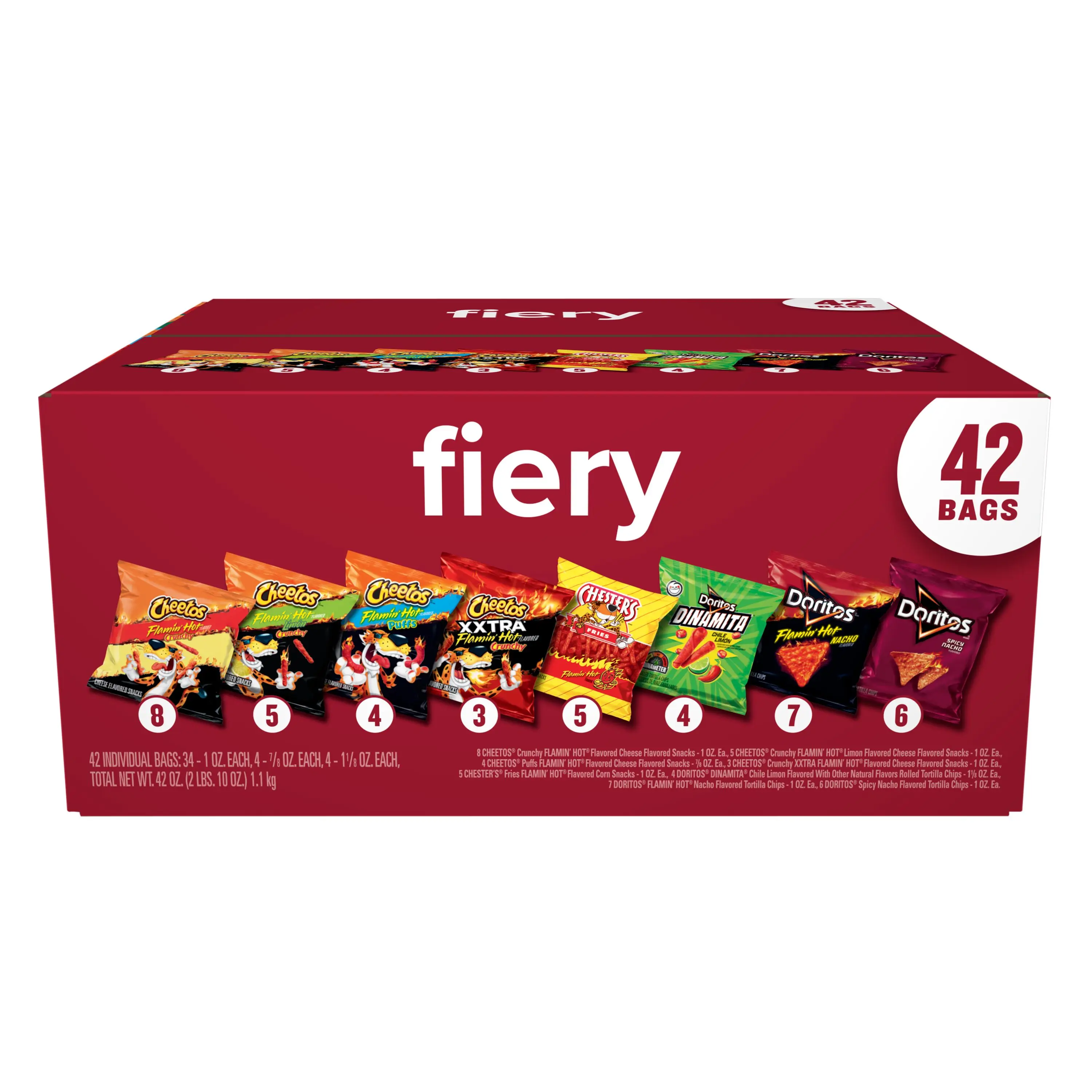 Frito-Lay Fiery Mix Variety Chip Snacks, 1 oz Bags, 42-Count Multipack