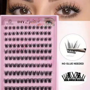 120 clusters of self-adhesive eyelash clusters, naturally slim and soft, no need for glue, cartoon style, glue free eyelash clusters suitable for daily wear, False eyelashes, High Quality Eyelashes