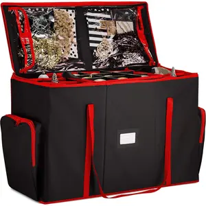 in  Christmas Ornament Storage Box & Decoration Container - Easy Access Removable Trays, Keeps 73 Ornaments - Adjustable Extent Area for Figurines and Pockets for Decoration - Black