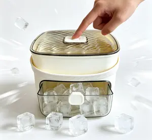 Stop Struggling with Ice! 2-in-1 Press Ice Cube Maker with Drawer Storage for Summer Drinks