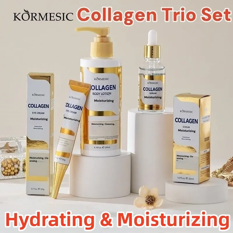 Collagen Skincare Set – Eye Cream + Face Serum + Body Lotion, 3-in-1 Hydrating & Moisturizing Kit for Women, Daily Water Replenishment and Skin Nourishment for Dry Skin Care