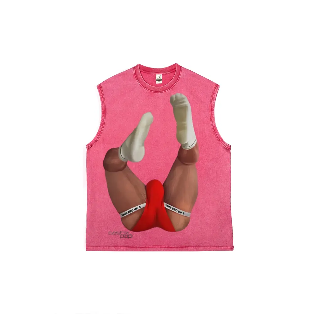 Men's Washed Pink Funny Graphic Sleeveless Tank Top, Novelty Jockstrap Print Humorous Muscle Tee, Breathable Cotton Casual Workout Shirt, Loose Fit Sleeveless Top for Gym, Street Style, Summer, Gift for Humor Lovers,back to school,back to school shopping