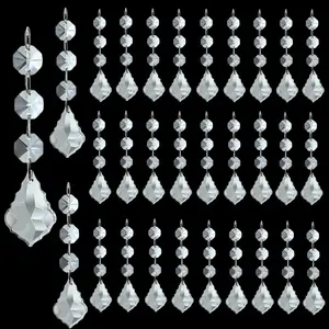 30pcs Acrylic Crystal Maple Leaf Ornaments, DIY Christmas Tree Decorations, Wedding Halloween Party Supplies, Reusable Lightweight Hanging Decor