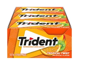 Trident Sugar-Free Chewing Gum Snack, 12 Packs (14 Pieces Each, 168 Total Pieces) with Delicious Flavor