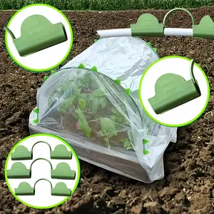 50pcs Plastic Dual Head Film Press Clips, Greenhouse Clamps, Arch Frame Plastics Heating Press Clips, Garden Plant Support