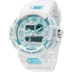 BYW13  Unisex Analog Digital Outdoor Sports Watch Military Tactics Multi Function LED Electronic Large Waterproof Watch Candy Color Student Wrist Watch