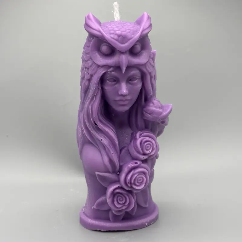 Beautiful Owl Goddess Candle non scented choose a color