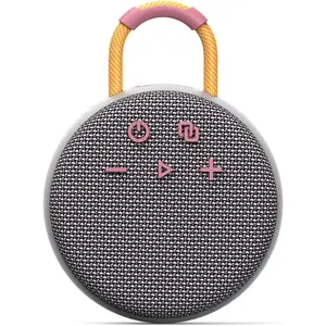MusiBaby  Mini Speaker  IPX7 Showerproof Audio with BT 5.3 & Clip, Durable Shell for Dorm Use,  Bags, Backpack Travel & Poolside Fun (Gray)