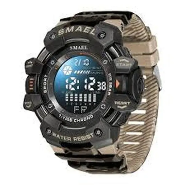SMAEL 8050 Rugged Tactical Digital Men's Watch - Camouflage Design, Large Dial, Multiple Modes for Tactical Use