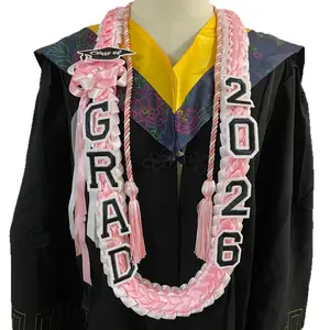 BeiVer Graduation Leis Class of 2026 1 Pcs Grad Ribbon Double Braided Necklace 2026 GRAD Patches Handmade Leis Grad Gifts for Graduates Senior College Students Daughter Son Friends Couples for Graduation Ceremony Party Celebration