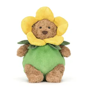 Limited Spring and Autumn New Product Barcelona Bear Cute Teddy Bear Narcissus Flower Set Soft Stuffed Plush Toy Doll Sunflower Doll Cute Animal Design Cute Plush Doll Soothing Plush Toy Birthday Gift